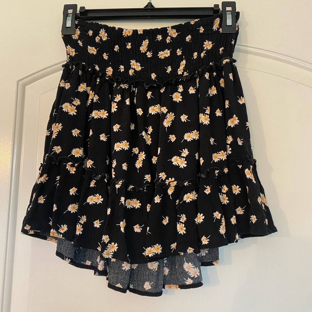 Altar'd State Black Floral Mini Skirt